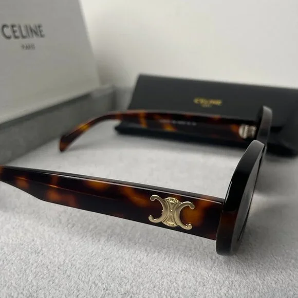 Celine Triomphe Oval Tortoise Sunglasses - Picture 3 of 6